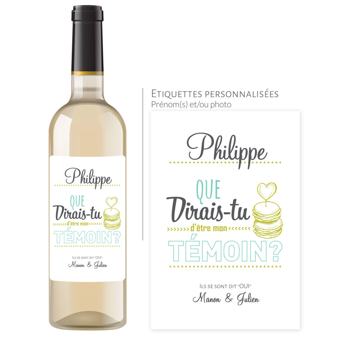 Étiquette Personnalisée "Veux-tu être Mon Témoin ?" - Lot De 2, Pour Bouteille De Vin, Cadeau Mariage Original
