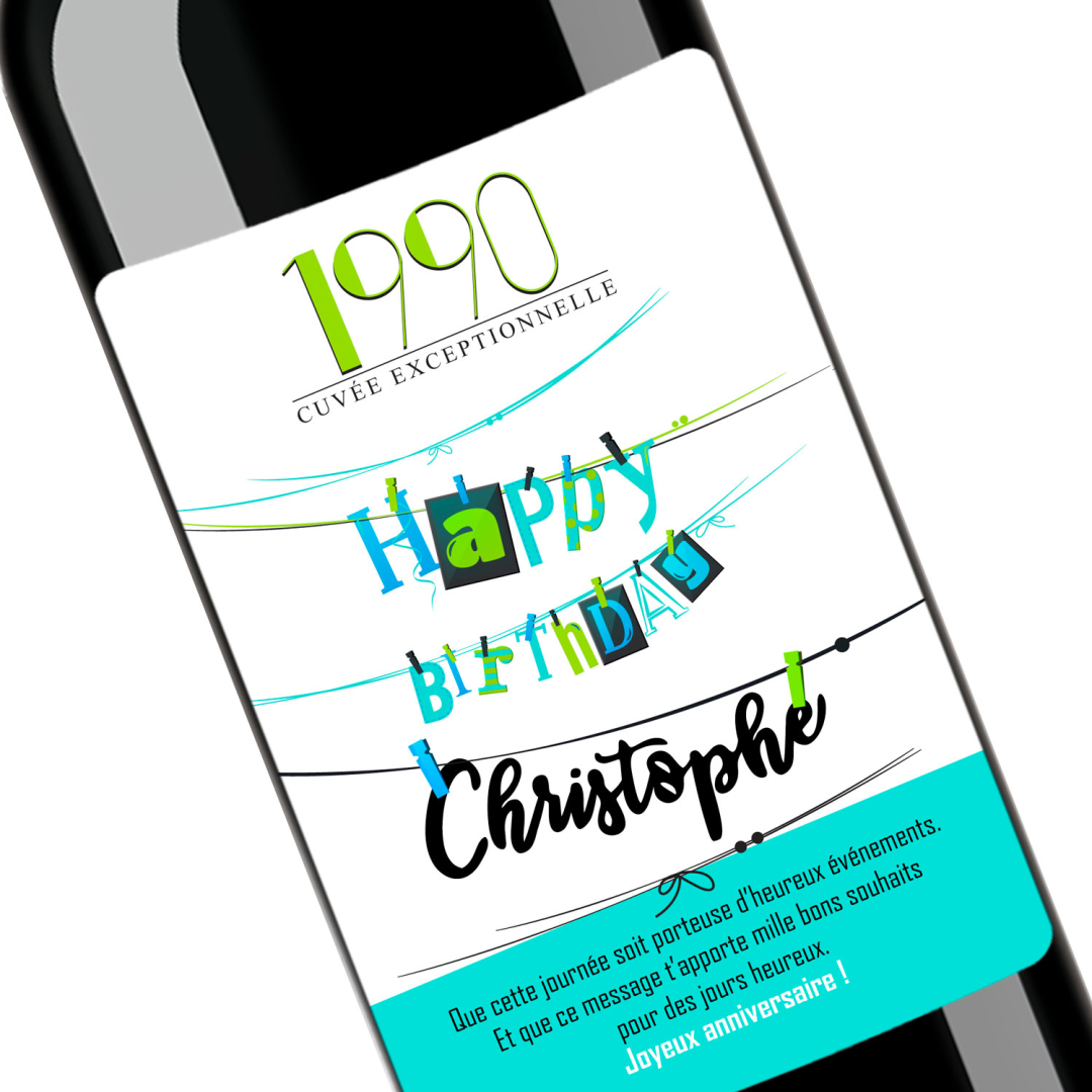 Cadeau anniversaire bouteille personnalisée chez Jolies Bouteilles