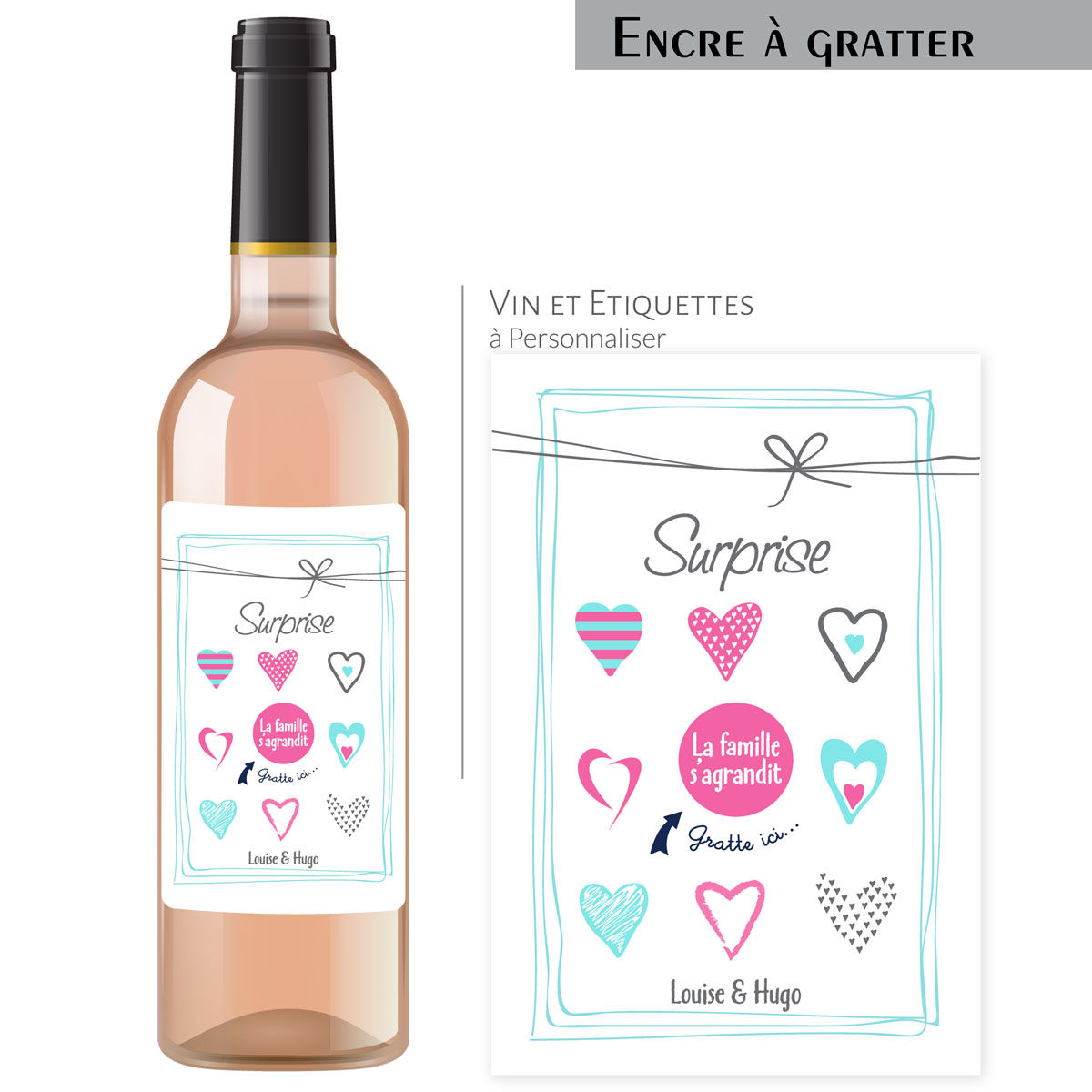 Etiquette Bouteille Personnalisée Vin - Surprise à Gratter - Pomelo  Création®