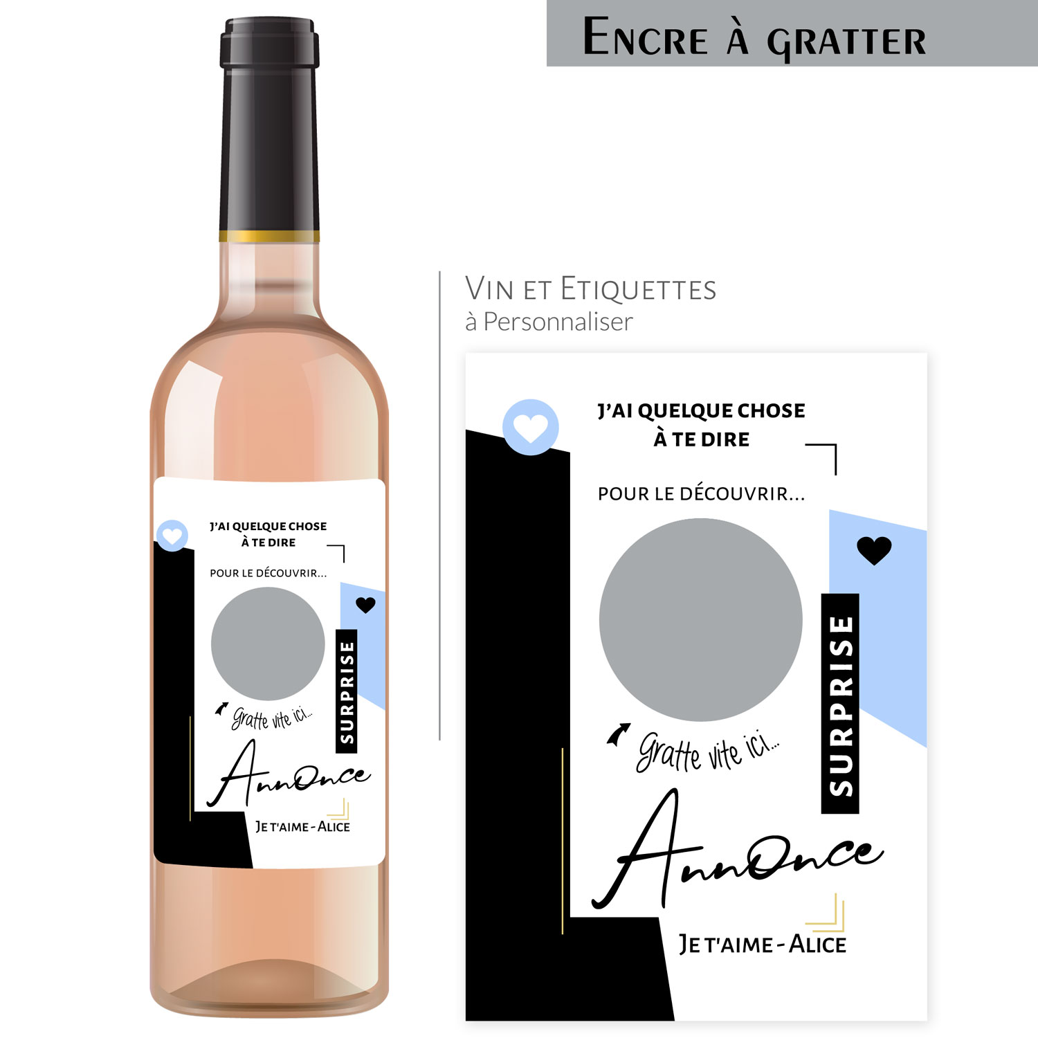 Étiquette bouteille de vin surprise à gratter - Tendance Cadeau