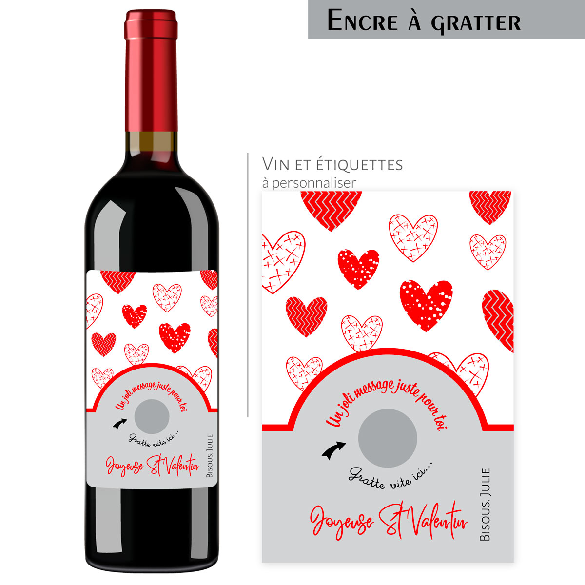 Étiquette pour bouteille de vin ou de champagne cuvée de l'Amour-  Personnalisable avec prénoms - Cadeau original amoureux - Saint-Valentin :  : Produits Handmade
