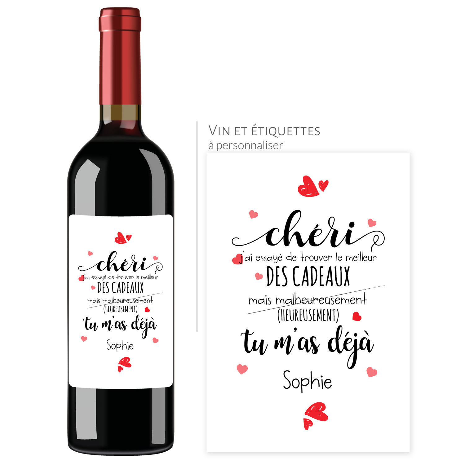 Etiquette de bouteille de vin joyeuse Saint-Valentin, idée cadeau petit ami  Saint-Valentin, étiquette de vin mari Saint-Valentin, étiquette imperméable  personnalisée -  France