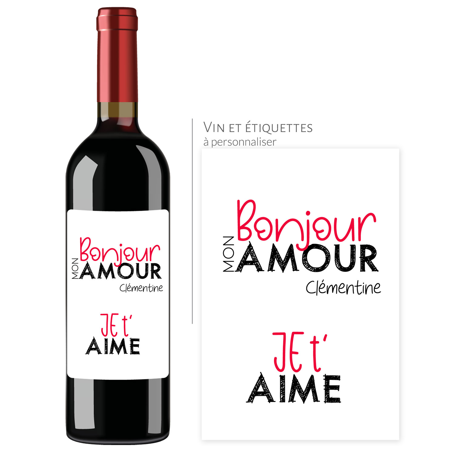 Étiquette de vin de la Saint-Valentin cadeau de la -  France